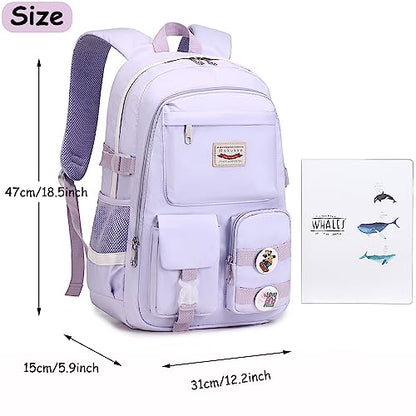 Makukke School Backpacks for Teen Girls - Laptop Backpacks 15.6 Inch College Cute Bookbag Anti Theft Women Casual Daypack,Purple Backpack - color: A-purple