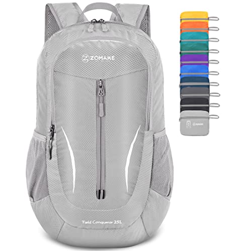 ZOMAKE Ultra Lightweight Packable Backpack 25L, Foldable Hiking Backpacks Water Resistant Small Folding Daypack for Travel(Sliver Grey) - color: Sliver Grey