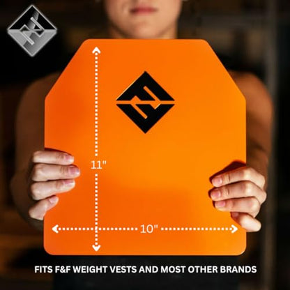 F&F STEEL Adjustable Weighted Vest & Plates - Strength, Edurance, Running, Hiking, Rucking, Fitness WODs - color: Orange Plates - 3.75lb
