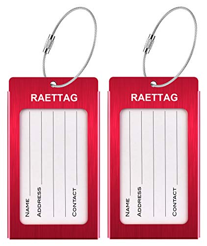 Luggage Tags Metal Suitcase Tags Travel Bag ID Identifier Luggage Tag (Red 2-Pack) - color: Red 2-pack