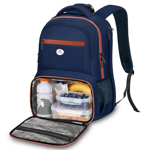 MATEIN Laptop Backpack with Lunch Compartment, Large Insulated Lunch Backpack for Men with Padded Straps, Water Resistant Sturdy TSA Work Bag for Office College Daily Commute, 17 Inch, Blue Orange - color: Blue-orange, size: 17 Inch