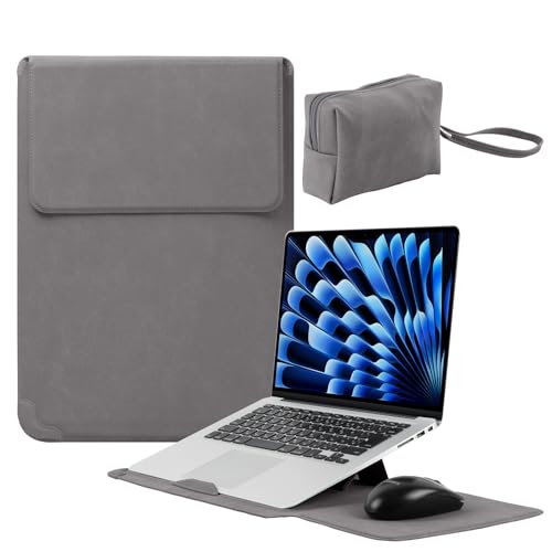 13-14 Inch Protective Laptop Sleeve Case with Stand, for MacBook Pro 14'' M5~M1, Pro/Max(2026-2021), MacBook Air 13.6'' M5-M2, (2026-2022), Matte PU Leather Laptop Case 13-14" (Dark Gray) - color: Dark Gray, size: 13-14 Inch