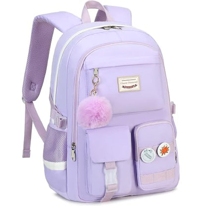 Classic Diamond School Backpack for Girls Laptop Backpack Cute Bookbag Kawaii College Backpack School Backpacks for Teens Girls Student (Purple) - color: Purple