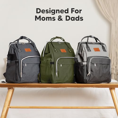 KeaBabies Baby Diaper Bag Backpack - Large Baby Bag for Boys, Girls, Waterproof Multi Function Travel Diaper Backpack with Changing Pad, Durable Travel Essentials for Moms and Dads (Coffee Brown) - color: Coffee Brown