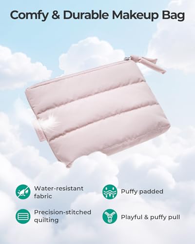 BAGSMART Small Puffy Water-Resist Makeup Bag for Women - color: Deep Teal, size: Small