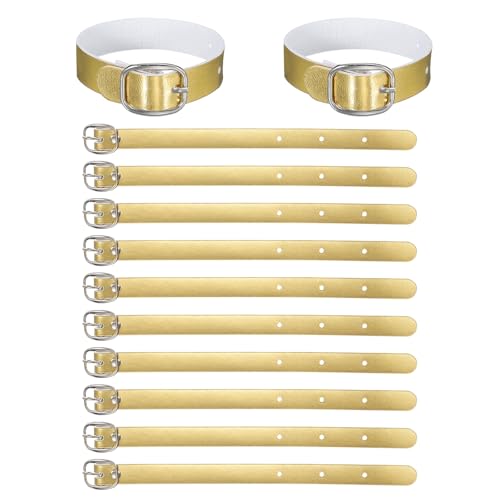 PATIKIL 15 Pcs Luggage Tag Strap, PU Leather Extender Buckle Straps Luggage Tags Strap Tag Holder Adjustable for Suitcase Hanging Accessories Travel, Gold - color: Gold