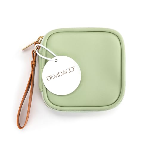 DEMDACO Electronic Accessories Tech Pouch Carry Case Travel Organizer for Cables Chargers and Headphones 4 x 4 Inch Sage Green - color: Sage Green