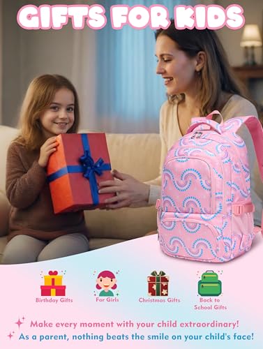 BLUEFAIRY Kids Backpacks for Boys Girls 17 Inch Elementary Primary Middle School Bookbags with Laptop Compartment Back to School Bags for Childs Age 6-8 Mochilas Escolares para Niños Niñas Peach Pink - color: Peach Pink