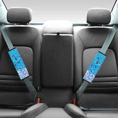 Dreaweet Blue Butterfly Seatbelt Covers for Women Seat Belt Cover Pad 2 Pack Seatbelt Cushion Shoulder Strap Pad for Bag Backpack - color: Blue Butterfly