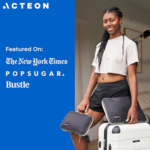 Acteon Compression Packing Cubes - 2 Pack Clean Dirty Separate Zipper - Lightweight Travel Packing Cubes for Luggage - Suitcase Organizer Travel Cubes - Large Small Laundry for Clothes Shoes Makeup - color: Abyss