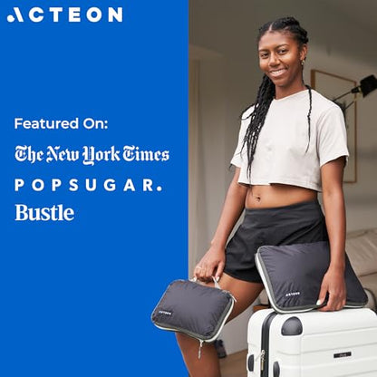 Acteon Compression Packing Cubes - 2 Pack Clean Dirty Separate Zipper - Lightweight Travel Packing Cubes for Luggage - Suitcase Organizer Travel Cubes - Large Small Laundry for Clothes Shoes Makeup - color: Abyss