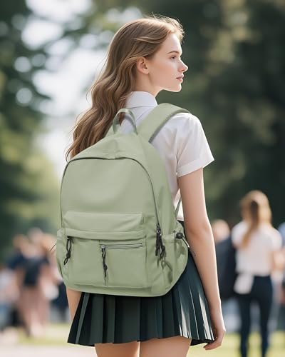 School Backpack for Girls Boys Bookbag Cute Aesthetic College Backpack Women Middle High School Teen Students Book Bag Lightweight Gym Work Laptop Casual Daypack Backpacks Men Green - color: Green