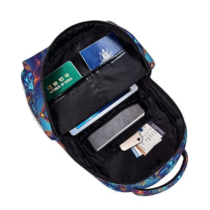 Casual Travel Backpack Mythical Creature Kitsune Fox Art for Men Women, Lightweight Water Resistant Commuter Daypack with Laptop Compartment and Side Mesh Pockets - color: Pattern (1)