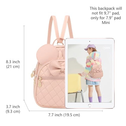 KL928 Girls Mini Backpack Bowknot Polka Dot Cute Small Daypacks Convertible Shoulder Bag Purse for Women - color: Dx-apricot