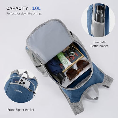 Uselike 10L Small Hiking Backpack Travel Daypack Lightweight Packable Back Pack for Women Men(Navy Blue) - color: Navy Blue