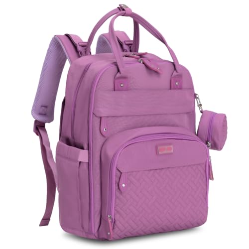 BabbleRoo Diaper Bag Backpack - Baby Essentials Travel Tote - Multi Function Water Resistant Diaper Bag, Travel Essentials Baby Bag with Changing Pad, Stroller Straps & Pacifier Case - Unisex, Purple - color: Purple, size: Large