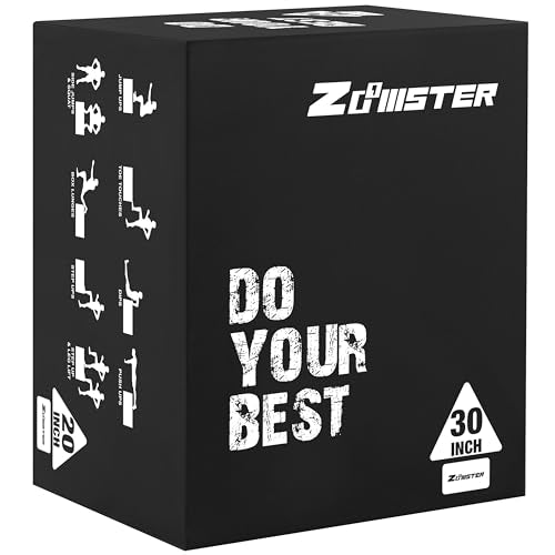 Zoomster 3-in-1 Foam Plyometric Jump Box for Home Gym Jump Training, HIIT, MMA, Weighted Stepup, Push Press and Strength Training - style: 20 X 24 X 30inch / 16lbs