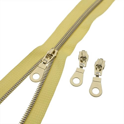 #5 Gold Metallic Nylon Coil Zippers by Yard Bulk Coil Zipper Roll 10 Yards with 25pcs Silver Pull for DIY Sewing Craft Bag(Yellow) YIGUANXIN - color: Yellow-Gold