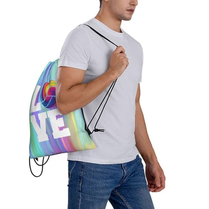 Love Volleyball Unisex Drawstring Backpack Bag Sport Gym Travel Swim Sackpack - color: Love Volleyball5
