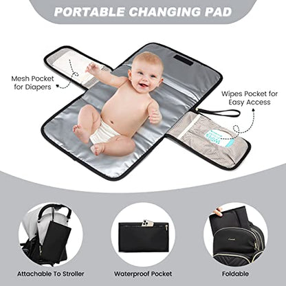 LOVEVOOK Diaper Bag Backpack with 2 Cubes, Quilted Baby Bag with Changing Pad & Pacifier Holder, Waterproof Travel Diaper Bags for Baby Boys Girls, Stylish and Large Capacity,5PCS Set, Black - color: Black-5pcs Set