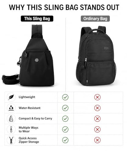 Sling Backpack for Women, Water-Resistant Crossbody Chest Bag for Travel, Work, Gym, Students & Daily Use - color: Shallow Khaki