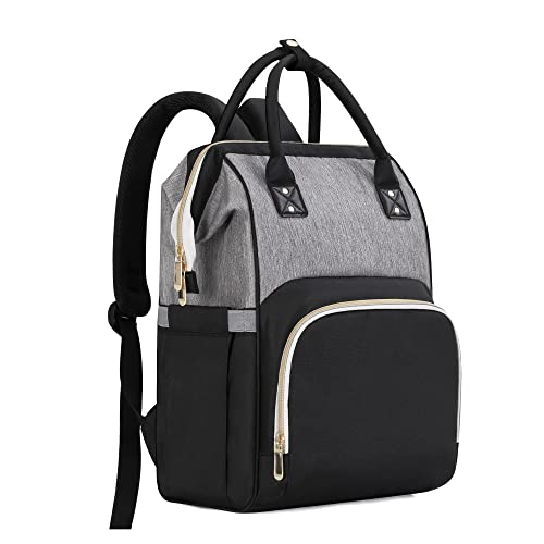 Femuar Diaper Bag Backpack Multifunction Maternity Nappy Baby Bag for Girls & Boys Large Capacity Travel Diaper Bags Black Gray - color: Black Gray