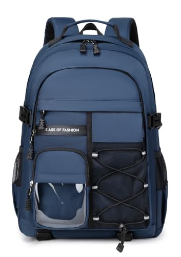 Laptop Backpack Boys Teen Bookbag Kids Middle Schoolbag Women Men 18in(Blue) - color: 3-blue