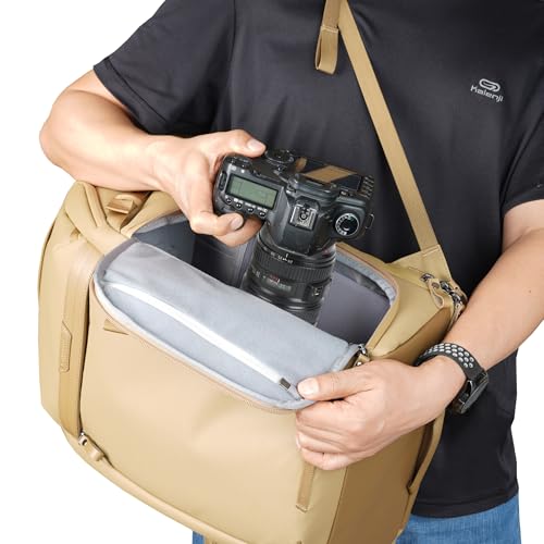 VANGUARD VEO Metro B20L Camera & Everyday Backpack (Beige) – Fits 70–200mm Attached, 14" Laptop Storage, Convertible Daypack Design, Carry-On Ready - color: Beige, size: 20L