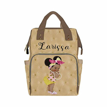 Custom Name Diaper Bag Backpack for Mom Personalized Black Afro Women Nappy Bag Casual Travel Daypack Customized Newborn Gift Yellow - color: 230112-10