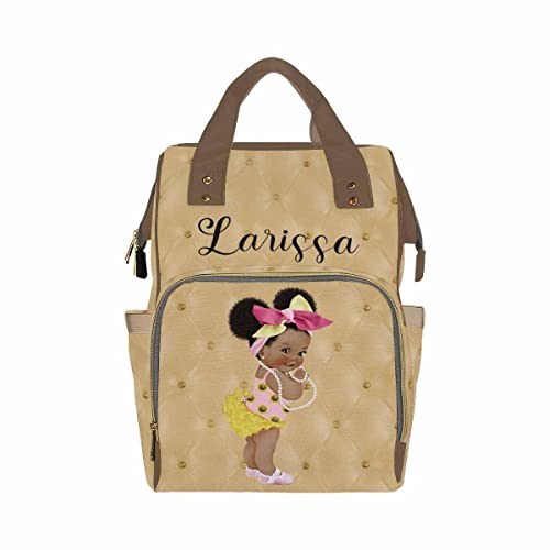 Custom Name Diaper Bag Backpack for Mom Personalized Black Afro Women Nappy Bag Casual Travel Daypack Customized Newborn Gift Yellow - color: 230112-10