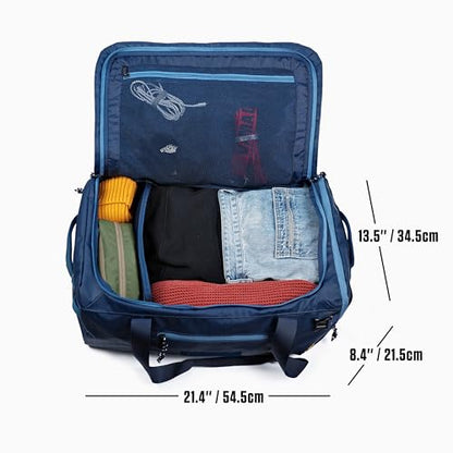 Utility Duffle Bag 40L, Convertible Backpack for Travel, Gym & Commute, Water Repellent - color: Blue Abyss