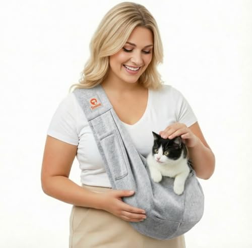Tomkas Small Dog Sling Carrier - Classic Pocket Classic Strap - for 3-12 lbs Pets(Grey)