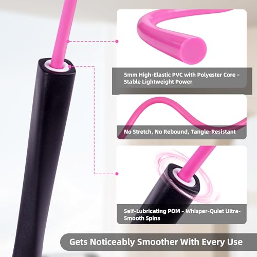 YUEDONG Cardio Jump Rope for Women & Men, 5mm PVC Fitness Rope for Weight Loss & Home Workouts - color: BLACK
