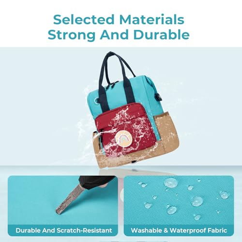 CLUCI Toddler Backpack Kids Backpacks For Boys Preschool Kindergarten Elementary Daycare Backpack For School & Travel Bookbag with 4 Detachable Cute Patches - color: Blue Brown and Red