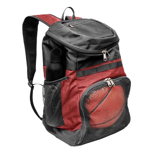 Xelfly Basketball Backpack with Ball Compartment - color: Red
