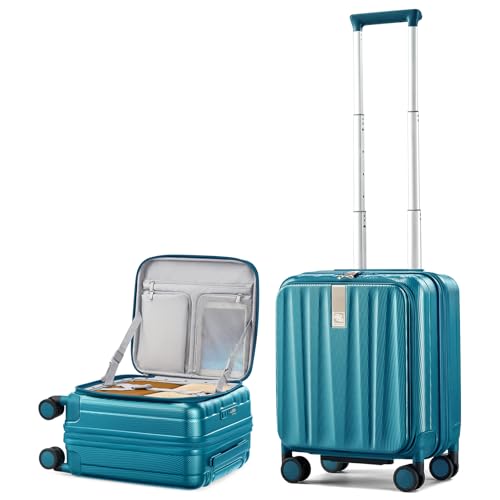 Hanke 16 Inch Expandable Under Seat Luggage with Wheels Top Opening Small Suitcase with Wheels Carry On Luggage Airline Approved Lightweight Hard Shell Suitcases for Weekender Overnight-Caribbean Blue - color: Caribbean Blue, size: 16 Inch Expandable