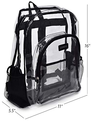 Masirs Handy Laundry Clear Backpack Stadium Approved – Heavy Duty Transparent Bag, Waterproof, Mesh Side Pockets, Easy to Clean, 16 x 11 in - style: Heavy Duty Clear Backpack