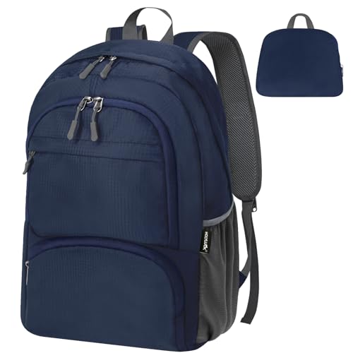 HOLYLUCK 20L lightweight packable Hiking Daypack Foldable Backpack for Men Women Small Travel Outdoor Foldable Shoulder Bag-dark blue - color: Dark Blue