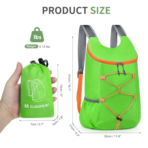 20L Small Hiking Backpack Lightweight Packable Daypack Green - color: Green