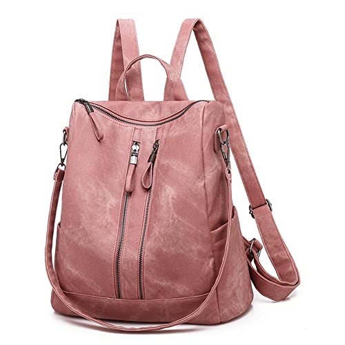 Backpack Purse for Women, Women Backpack Purse Small Leather Waterproof Anti-theft Shoulder Bags Handbags Ladies - color: Double Zipper Pink