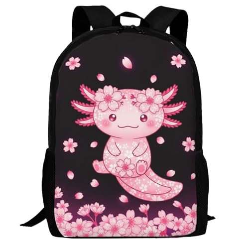 Lightweight Polyester Daypack Axolotls Cute, Anti Theft Large Capacity Travel Hiking Backpack Unisex Carry On Bag for Outdoor Commute Business Use - color: Design (391)