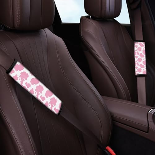 Dreaweet Seat Belt Cover Pad Pink Cow Print Car Accessories Seatbelt Covers for Women Girly,Soft Comfy Seatbelt Cushion Shoulder Strap Pad for Bag Backpack - color: Pink Cow Print