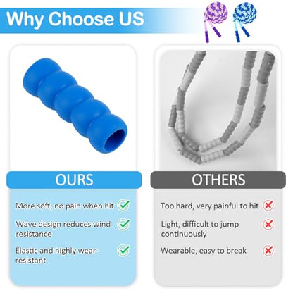 Jump Rope for Kids, Adjustable Jump Ropes for 4 5 6 7 8 10 12, Tangle Free Jumping Rope Age 8-12, Segmented Soft Beaded Skipping Rope for Women Fitness - color: Blue and Purple
