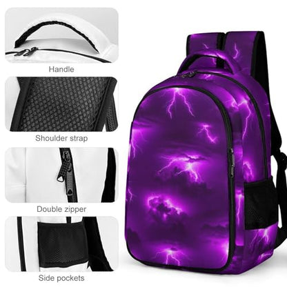 Laptop Backpack Purple Lightning, Work Backpack with Breathable Shoulder Straps for Office Commute - color: Pattern (264)