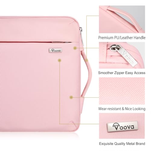 Voova Laptop Sleeve Case 14 15 Inch for Women, 360° Protective Waterproof Slim Computer Bag Cover Compatible with MacBook Air 15 M2/M3/M4 2024-2025, MacBook Pro 14/15, Hp Chromebook 14, Pink - color: Sakura Pink, size: 14-15 Inch