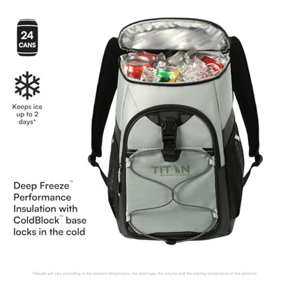 Titan by Arctic Zone Backpack Cooler, Insulated Soft Sided Bag with Leak Proof Lining and Padded Straps, for Lunch, Picnic, and Travel, 24 Can Capacity - color: Seagrass