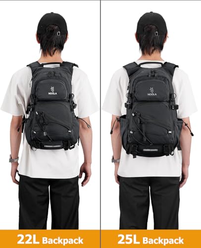 NOOLA Hydration Backpack with 3L Water Bladder - 25L Water Backpack for Hiking, Cycling, Running, Biking - Lightweight Hiking Pack Bag with Rain Cover, Phone Holder and Trekking Pole Holders, Black - color: Black, size: 25 Liters