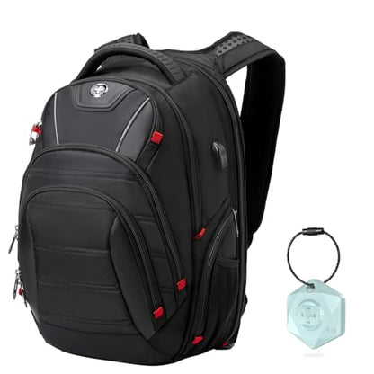 Swissdigital Design Travel Backpack for Men with Finder（color random）, TSA Friendly USB Charging RFID Protection Business Backpack Fits 15.6" Laptops Black | J14BT013-BR - color: Black/Finder