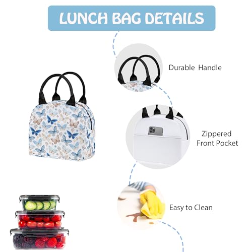 Butterfly 3PCS Backpack Set for Teens Elementary Middle High School, 17 Inch Lightweight Classic Bookpack 3 in 1 Set for Girls Boys, Kids Back to School Backpack with Lunch Box Pencil Case - color: Butterfly