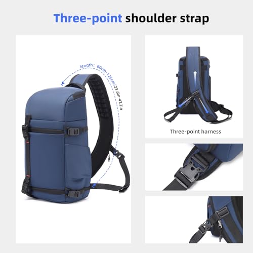 Camera Sling Bag, Crossbody Shoulder Bag for Canon, Nikon, Sony, Fuji DSLR/SLR/Mirrorless Cameras, Photographer Photography Bag (Deep Lake Blue) - color: Deep Lake Blue